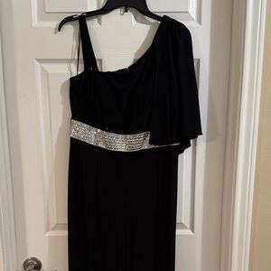 R&M Richards Black Jumpsuit with Silver Embellishments